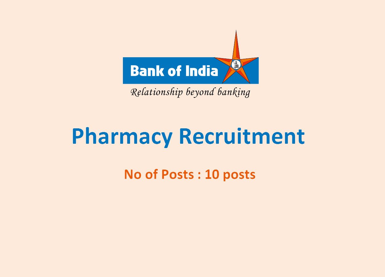 Pharmacy Recruitment at Bank of India | 10 posts