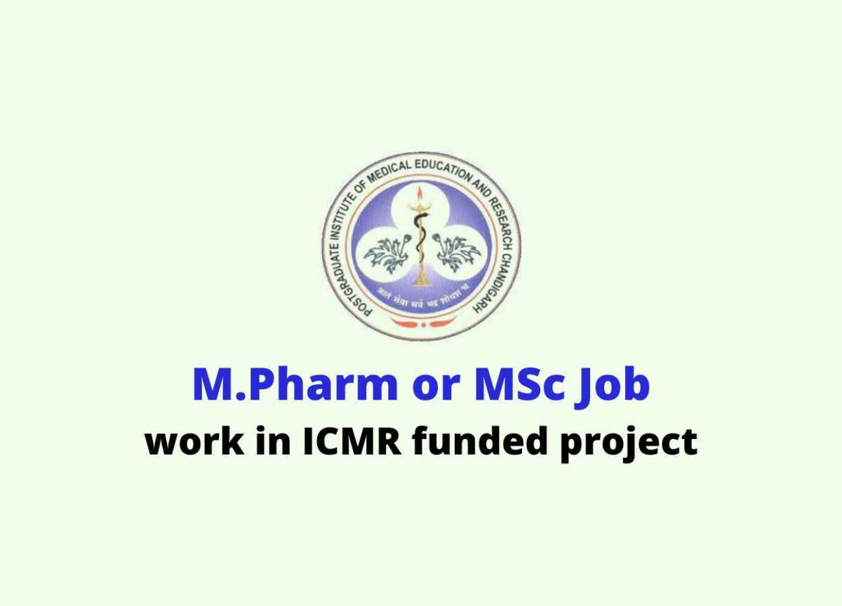 Opportunity for M.Pharm or MSc at department of Pharmacology, PGIMER ...