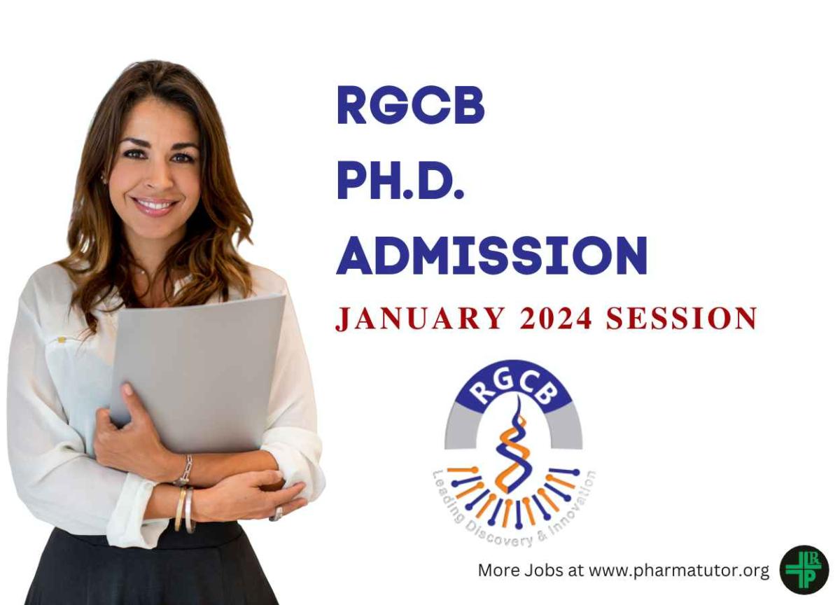 RGCB invites application for admission to the PhD program PharmaTutor