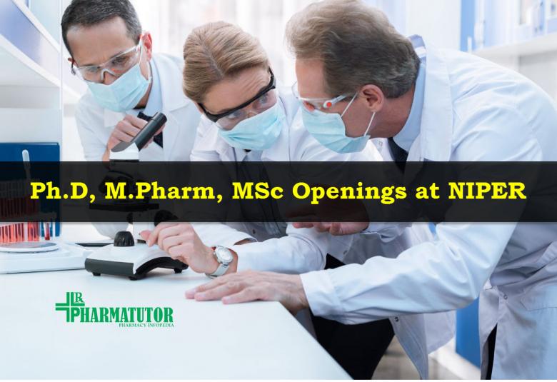 Ph.D, M.Pharm, MSc Openings at NIPER