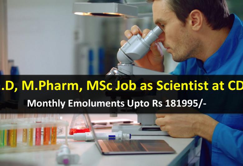 Recruitment for Ph.D, M.Pharm, MSc as Scientist at CDFD