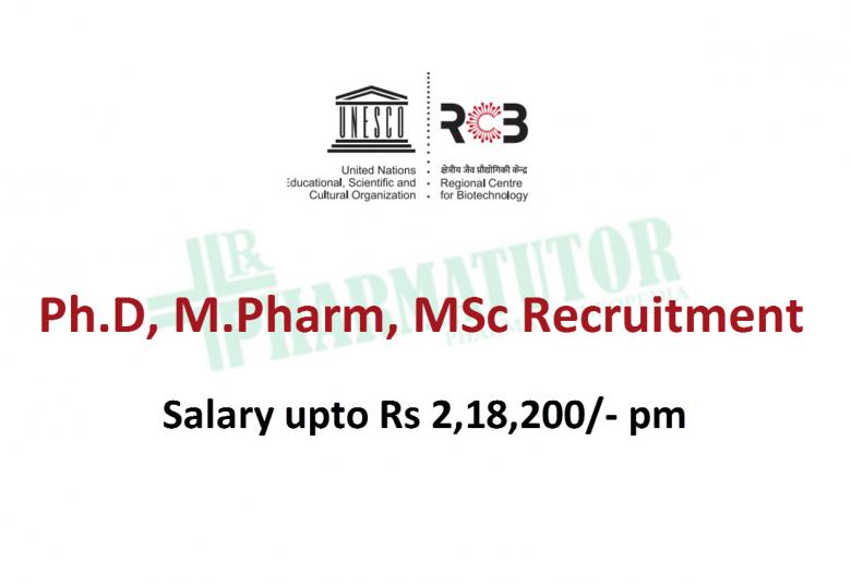 Recruitment for Ph.D, M.Pharm, MSc at RCB