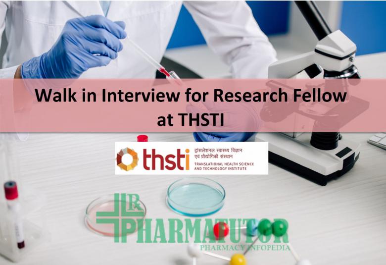 Walk in Interview for Research Fellow at THSTI