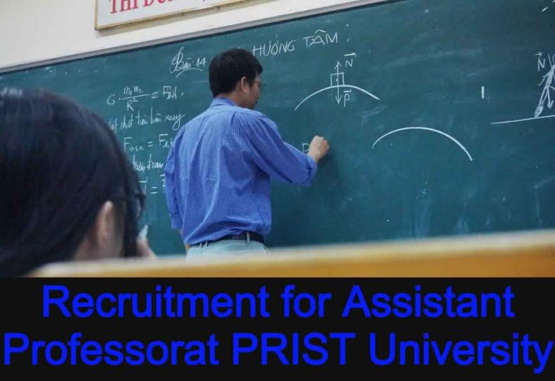 Recruitment for Assistant Professor at PRIST University