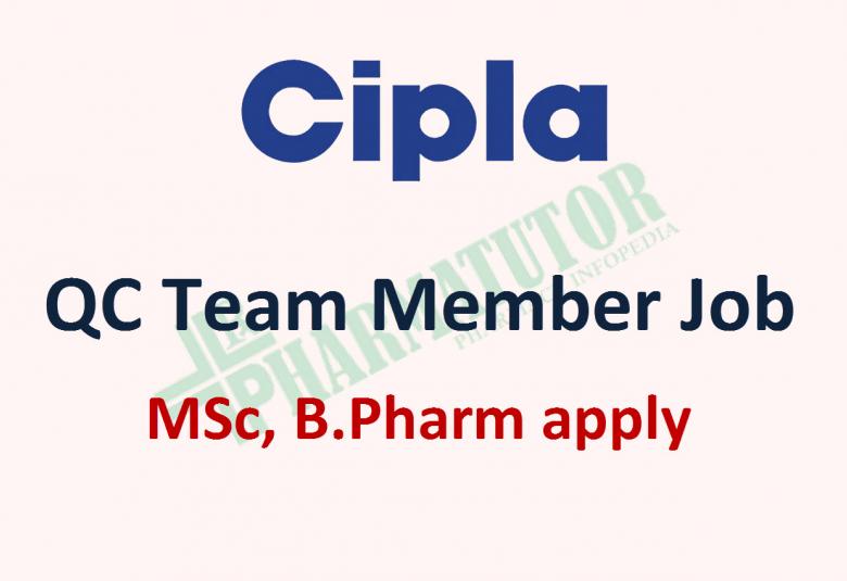 QC Team Member require at Cipla
