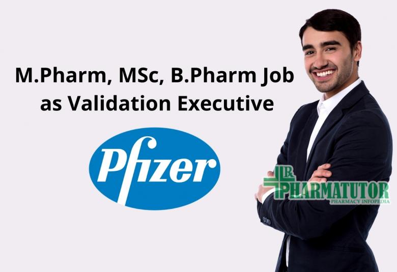 Opportunity for M.Pharm, MSc, B.Pharm as Validation Executive at Pfizer