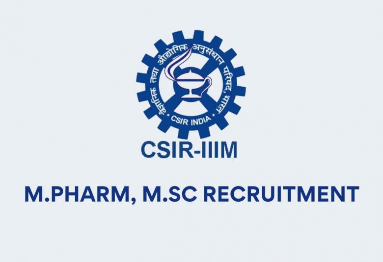 Opportunity for M.Pharm, M.Sc as Project Associate at IIIM