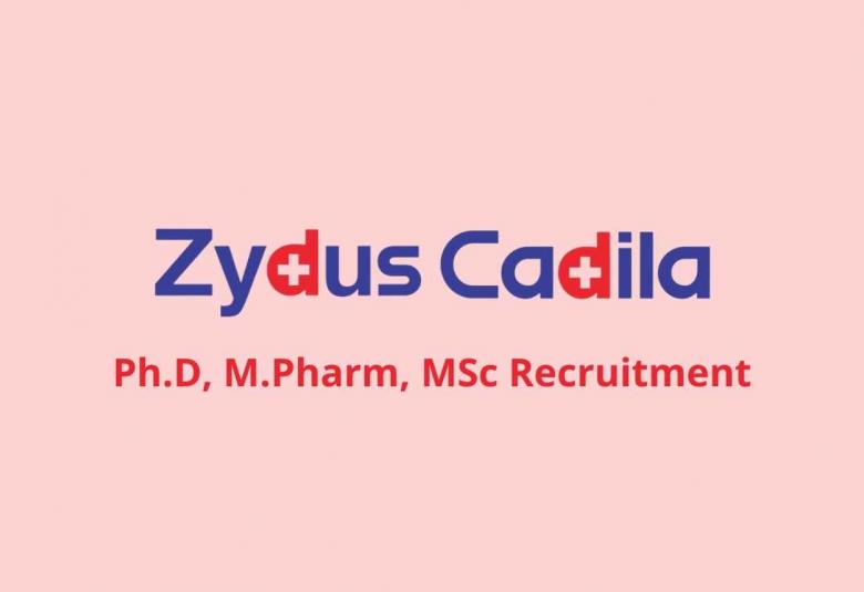 Recruitment for Ph.D, M.Pharm, MSc at Zydus Research Centre
