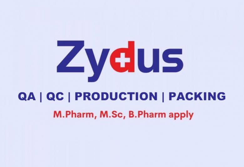 Walk in for Pharma Quality Assurance, Quality Control, Production, Packing for Zydus Cadila Ahmedabad plant