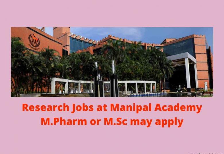 Opening in Drosophila research at Manipal Academy of Higher Education - M.Pharm or M.Sc may apply
