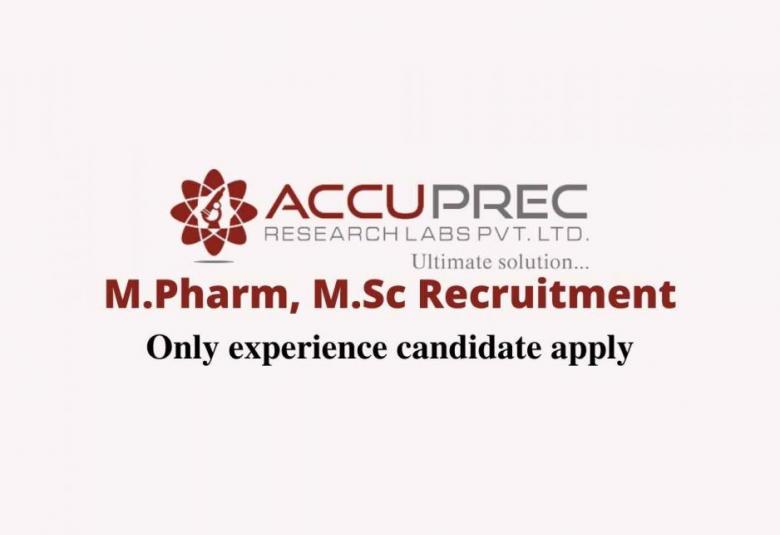 M.Pharm, M.Sc Jobs at Accuprec Research Labs