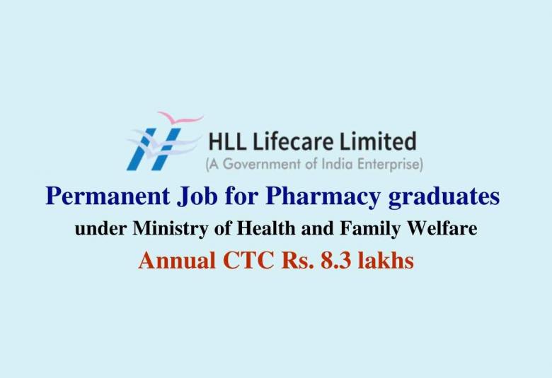 Permanent Job for Pharmacy graduates under Ministry of Health and Family Welfare