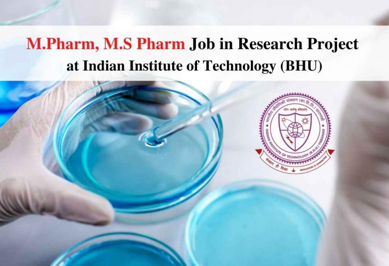 Vacancy for M.Pharm, M.S Pharm in Research project at Indian Institute of Technology (BHU)