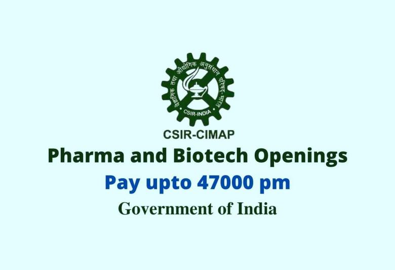 Multiple pharma and Biotech openings at CIMAP
