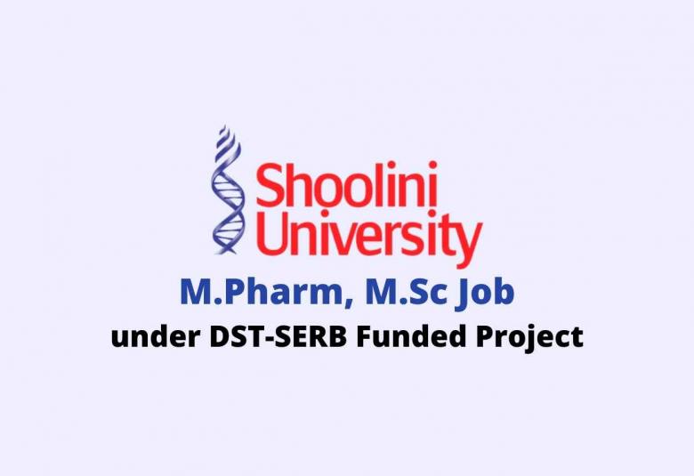 Job for M.Pharm, M.Sc under DST-SERB Funded Project