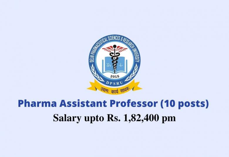 Job for Pharma Assistant Professor at DPSRU