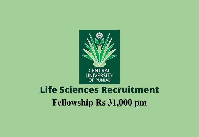 Life Sciences recruitment at Central University of Punjab