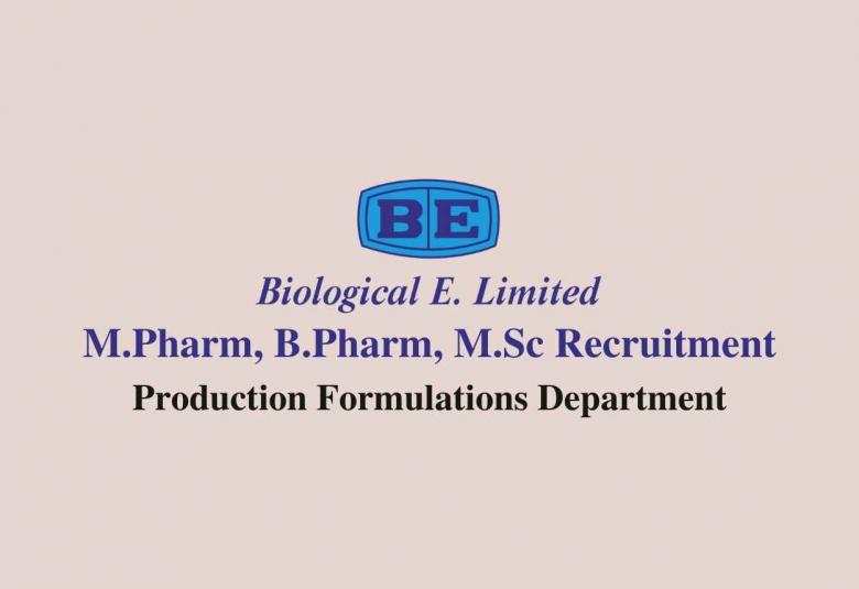 M.Pharm, B.Pharm, M.Sc Jobs in Production Formulations at Biological E