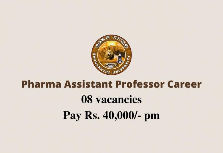 Pharma Assistant Professor Career at Saurashtra University