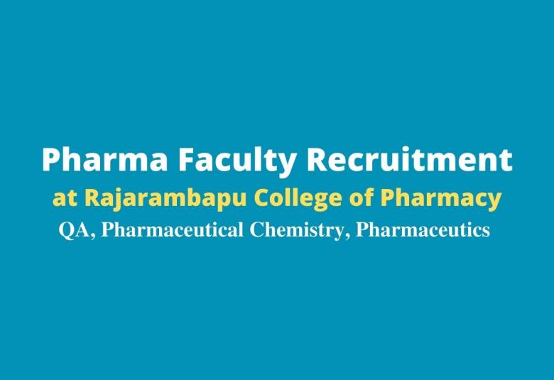 Pharma Faculty Recruitment at Rajarambapu College of Pharmacy