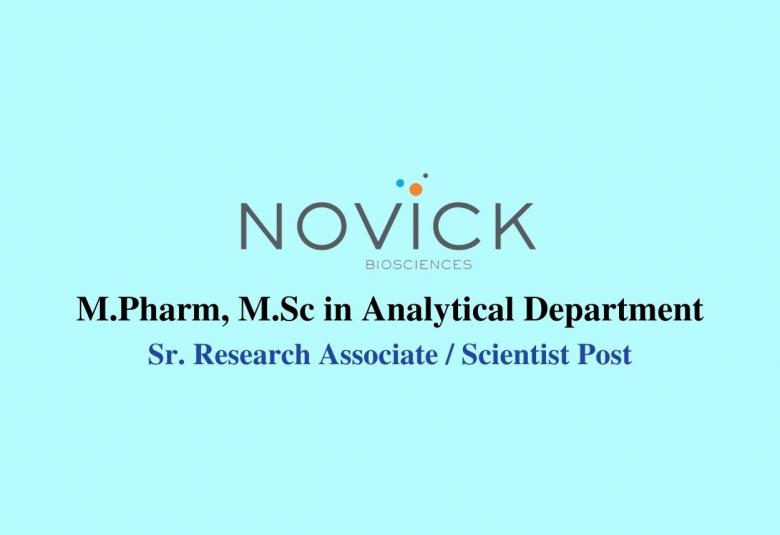 Walk in interview for M.Pharm, M.Sc in Analytical Department at Novick Bio-Sciences