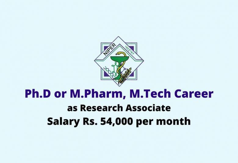 Applications are invited for Research Associate at NIPER