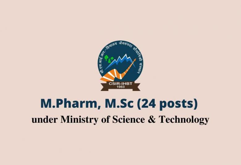 IHBT vacancies for pharmacy and life sciences