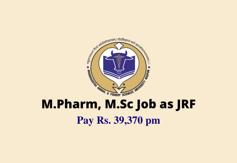 Walk in interview for M.Pharm, M.Sc as Junior Research Fellow at Mumbai Veterinary College