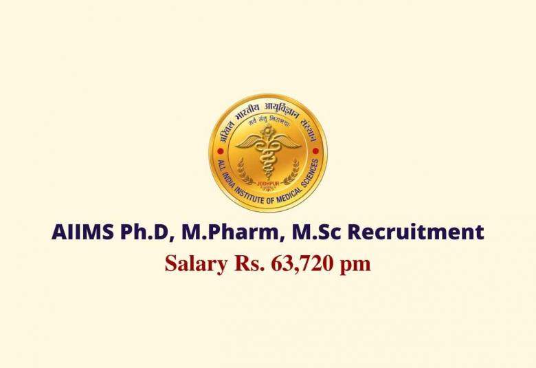 AIIMS Ph.D, M.Pharm, M.Sc Recruitment