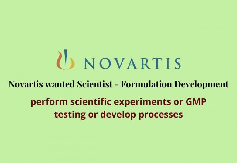 Novartis wanted Scientist Formulation Development