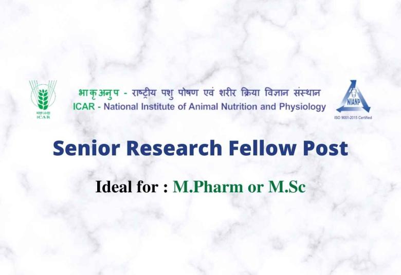 M.Pharm or M.Sc Job as Senior Research Fellow at NIANP
