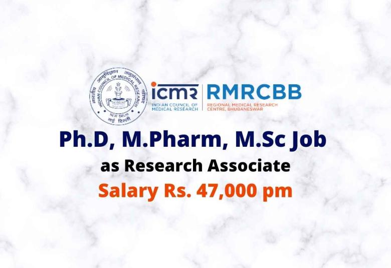 Ph.D, M.Pharm, M.Sc Job as Research Associate at RMRC