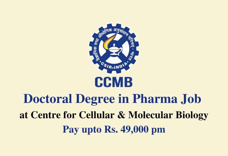 CCMB Doctoral Degree in Pharma Job