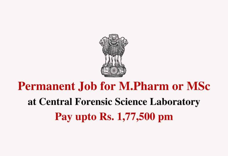 Permanent Job for M.Pharm or MSc at CFSL