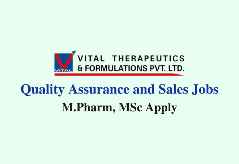 Quality Assurance and Sales Jobs at Vital Pharma