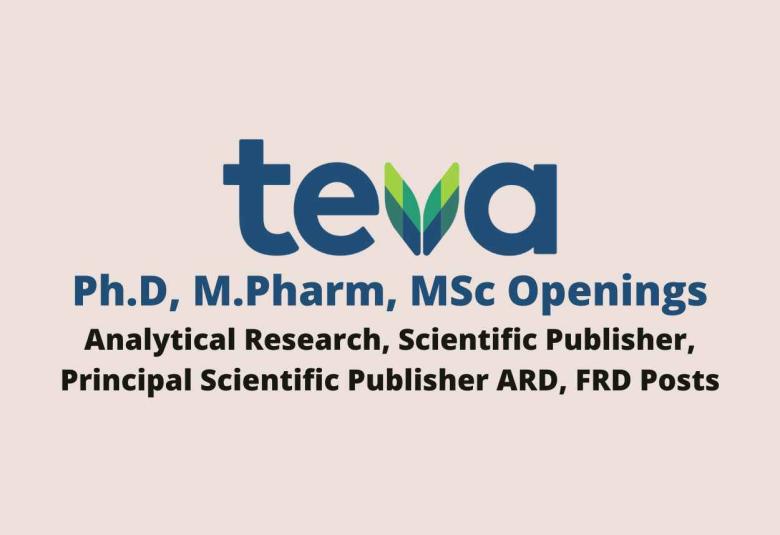 Multiple Openings for Ph.D, M.Pharm, MSc at Teva
