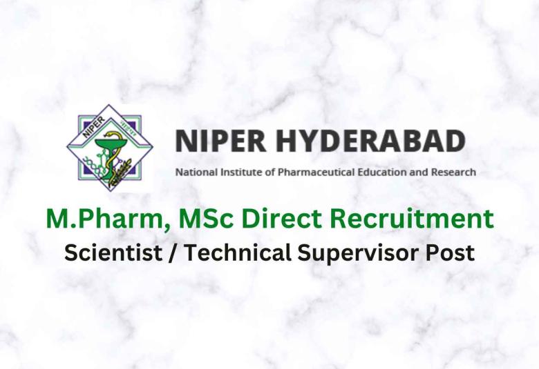Direct Recruitment for M.Pharm, MSc as Scientist at NIPER