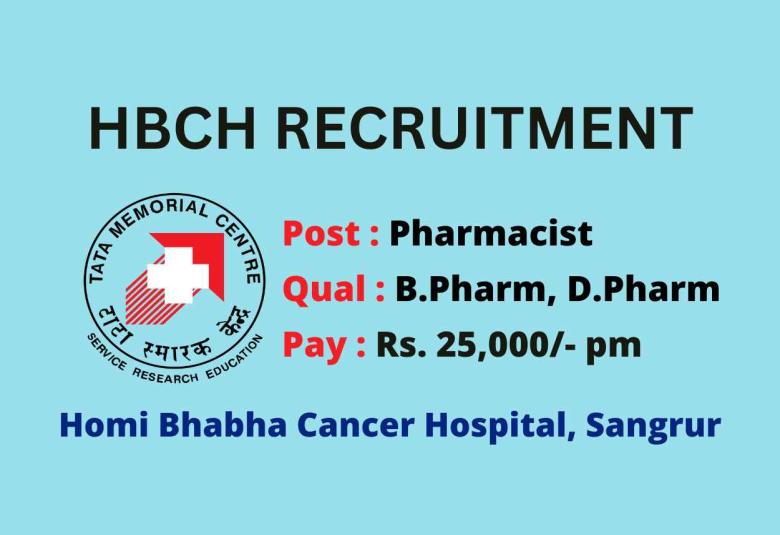 Vacancy for Pharmacist in Homi Bhabha Cancer Hospital