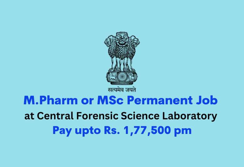 Opportunity for M.Pharm or MSc as Scientist at CFSL