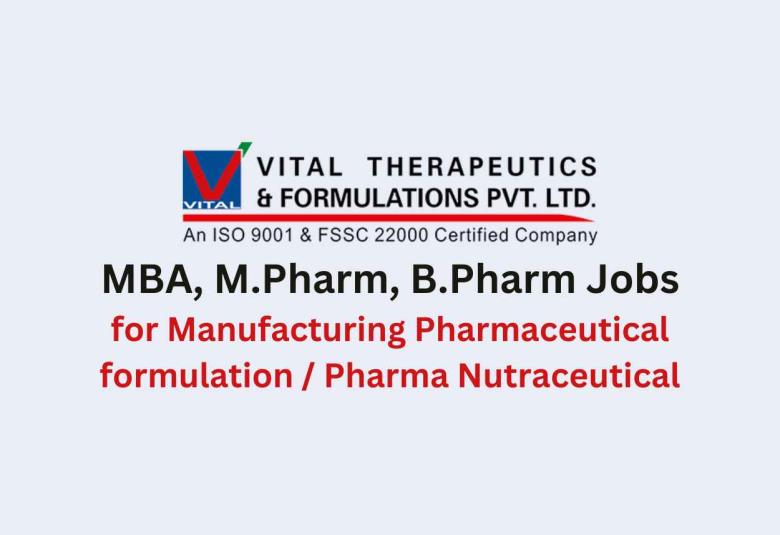 Vital Pharma - Walk In for Manufacturing Pharmaceutical formulation / Pharma Nutraceutical