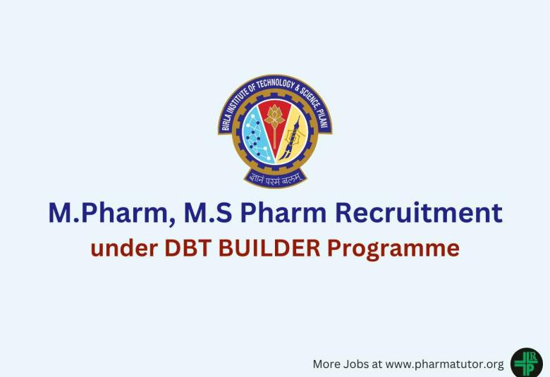 Applications under DBT BUILDER Programme Project at BITS Pilani
