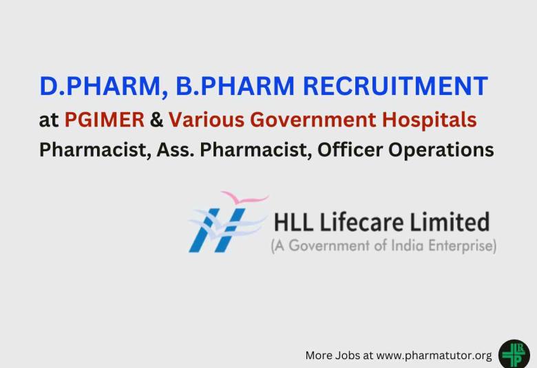 Job for D.Pharm, B.Pharm at PGIMER and various Government Hospitals