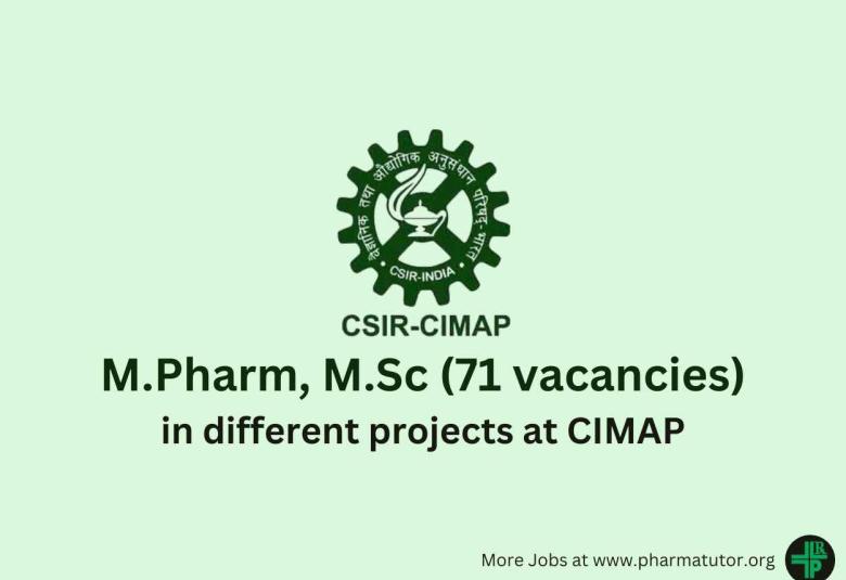 Job for M.Pharm, M.Sc in different projects at CIMAP