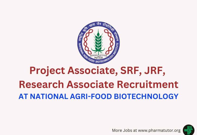 Job for SRF, Research Associate, JRF at National Agri-Food Biotechnology Institute