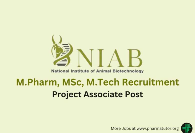 Opportunity for M.Pharm, MSc, M.Tech as Project Associate at NIAB