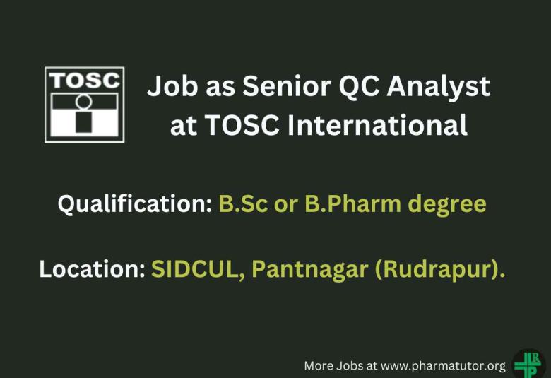 Job as Senior QC Analyst at TOSC International