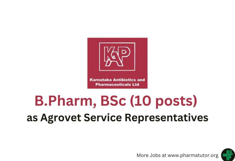 Opportunity for B.Pharm, BSc as Agrovet Service Representatives at KAPL