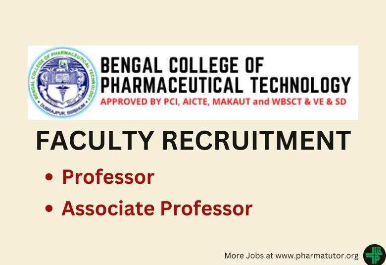 Career for Professor, Associate Professor at Bengal College of Pharmaceutical Technology College