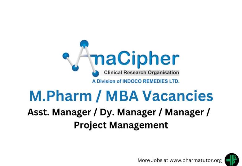 Job for M.Pharm / MBA at AnaCipher Clinical Research Organization