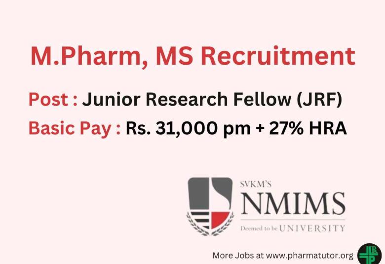 NMIMS is looking for Junior Research Fellow